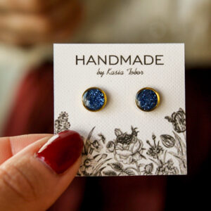 Brokatowe niebieskie kolczyki